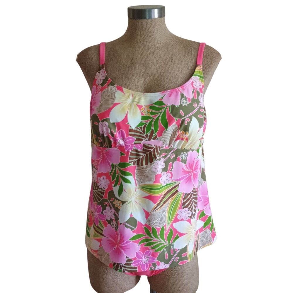 Ocean Dream Collection Swimsuit One Piece Colorful Tropical Floral Padded Sz 18